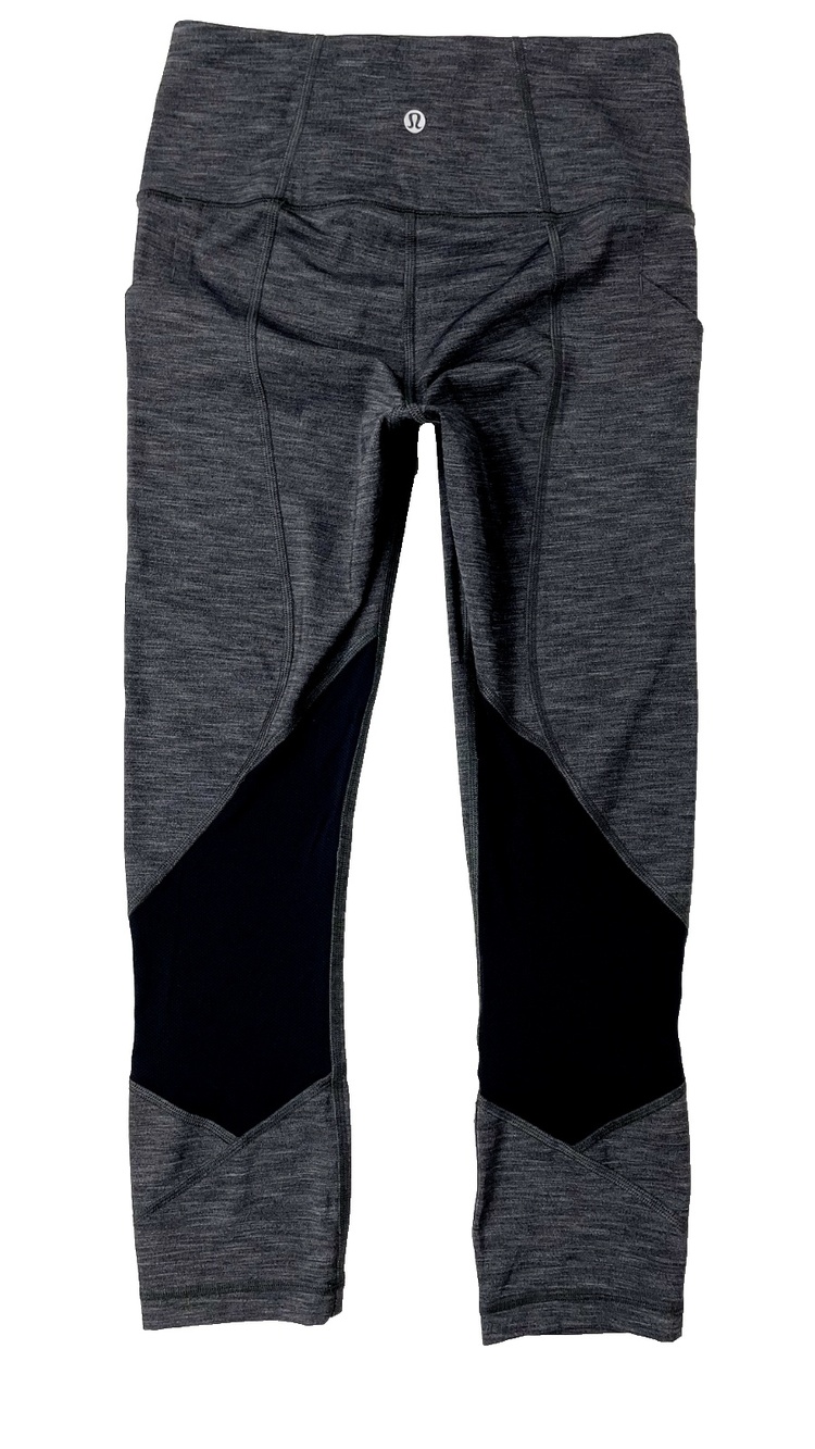 LULULEMON Pace Rival Crop 22" High-Rise Leggings Gray Heather Women Size 4 (A7)